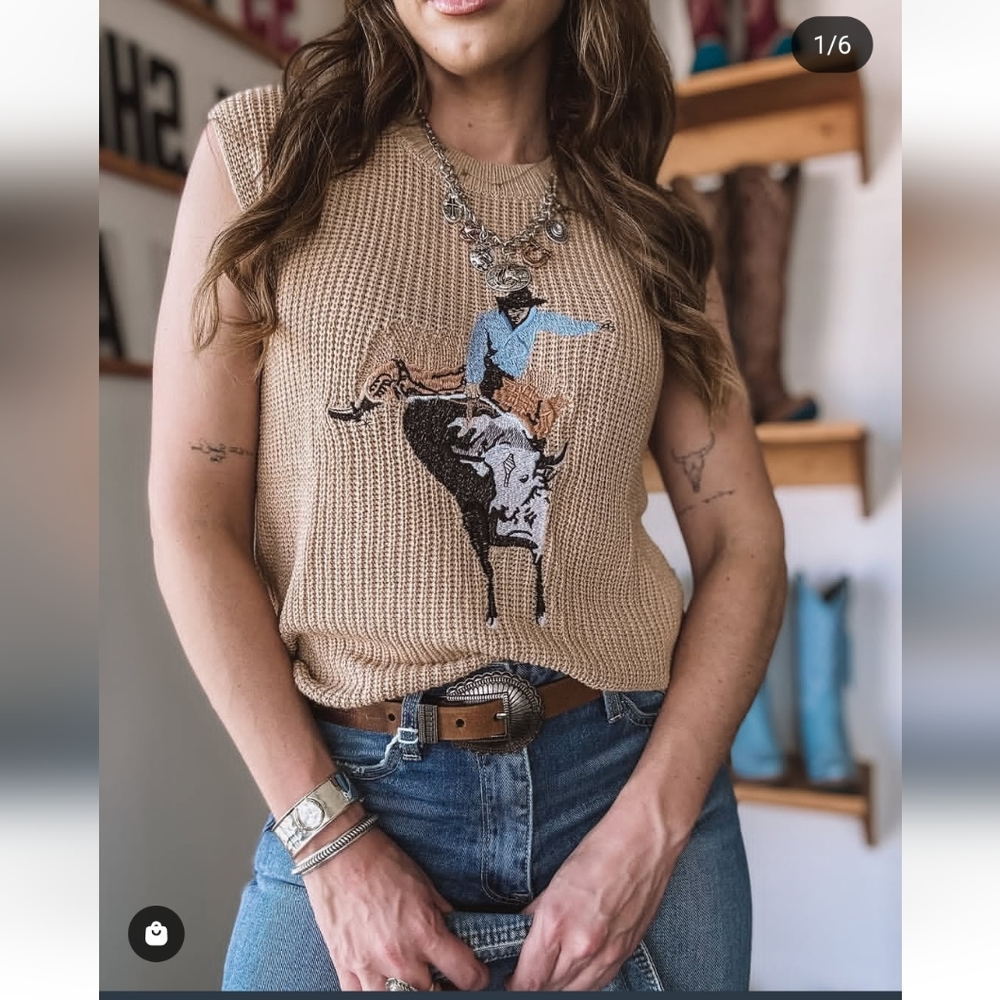 Women's Tan Sleeveless Knit Top
